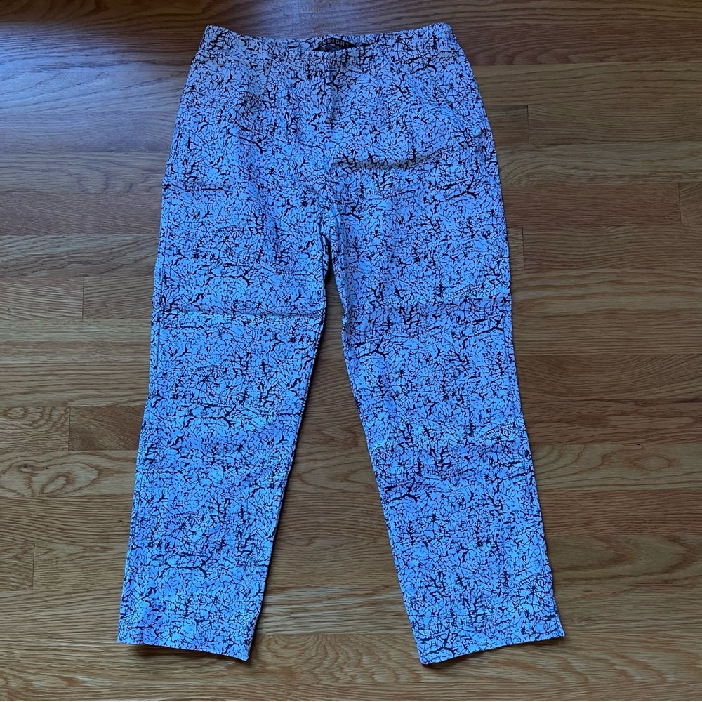 Insight Black and White Splatter Print Cropped Pull On Pants